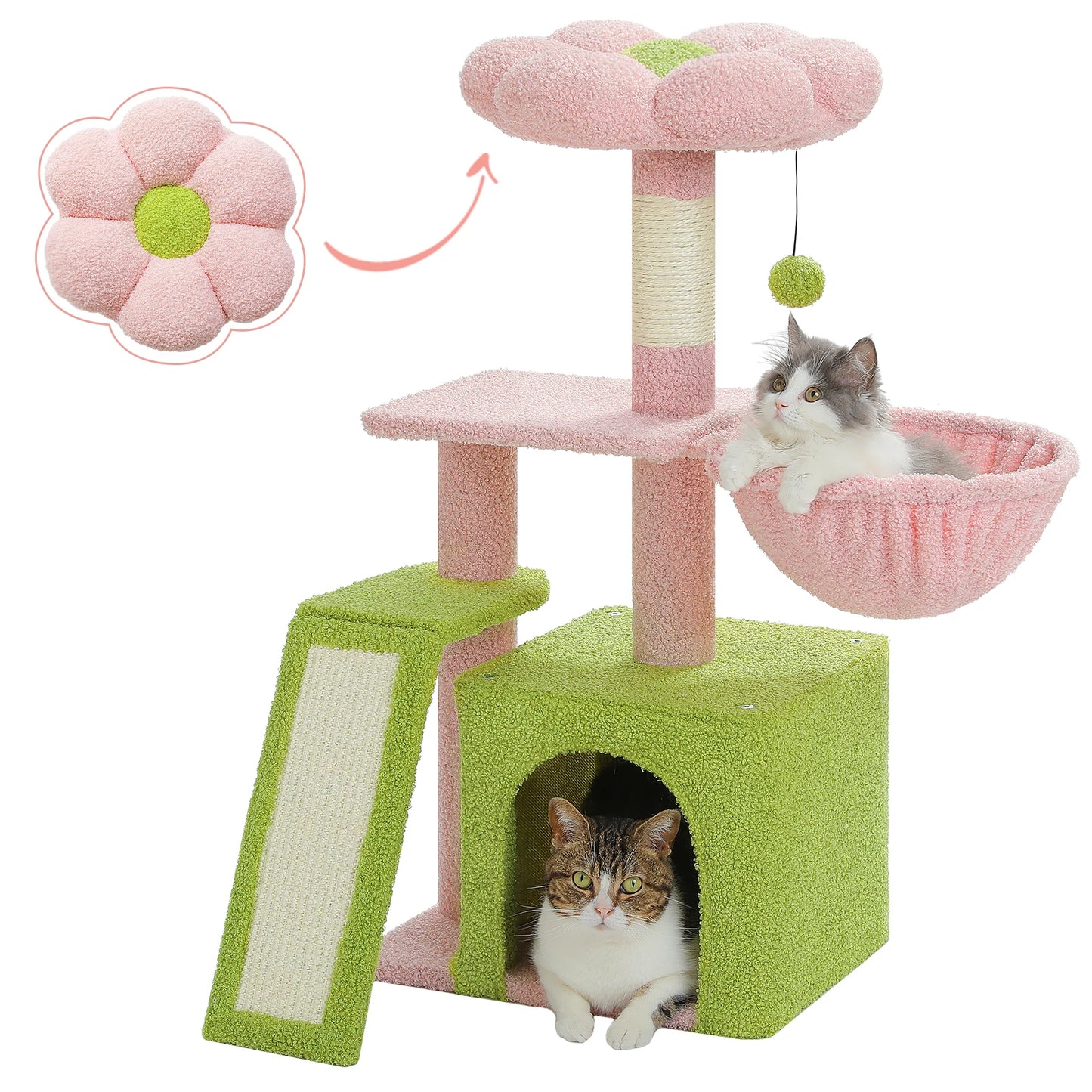 Cat Tree Tower – Cozy Condo, Wide Perch & Sisal Scratching Posts with Plush & Toy