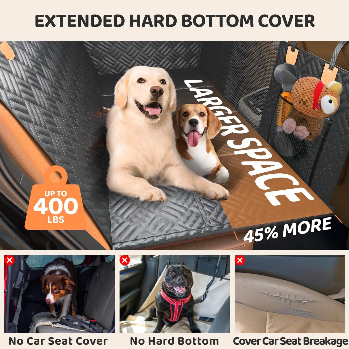 Heavy-Duty Dog Car Seat Cover – Rear Seat Extender & Hammock
