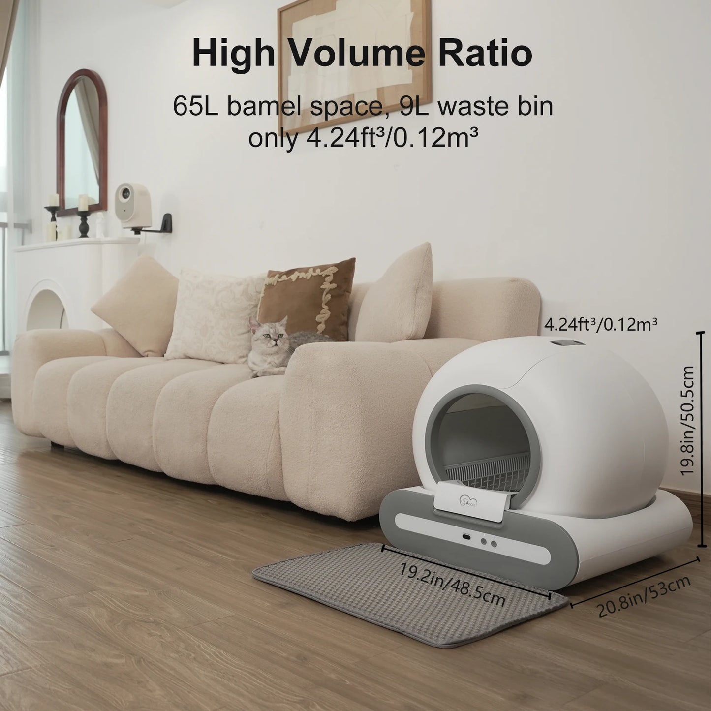 Smart Self-Cleaning Cat Litter Box with App Control & 65L Capacity