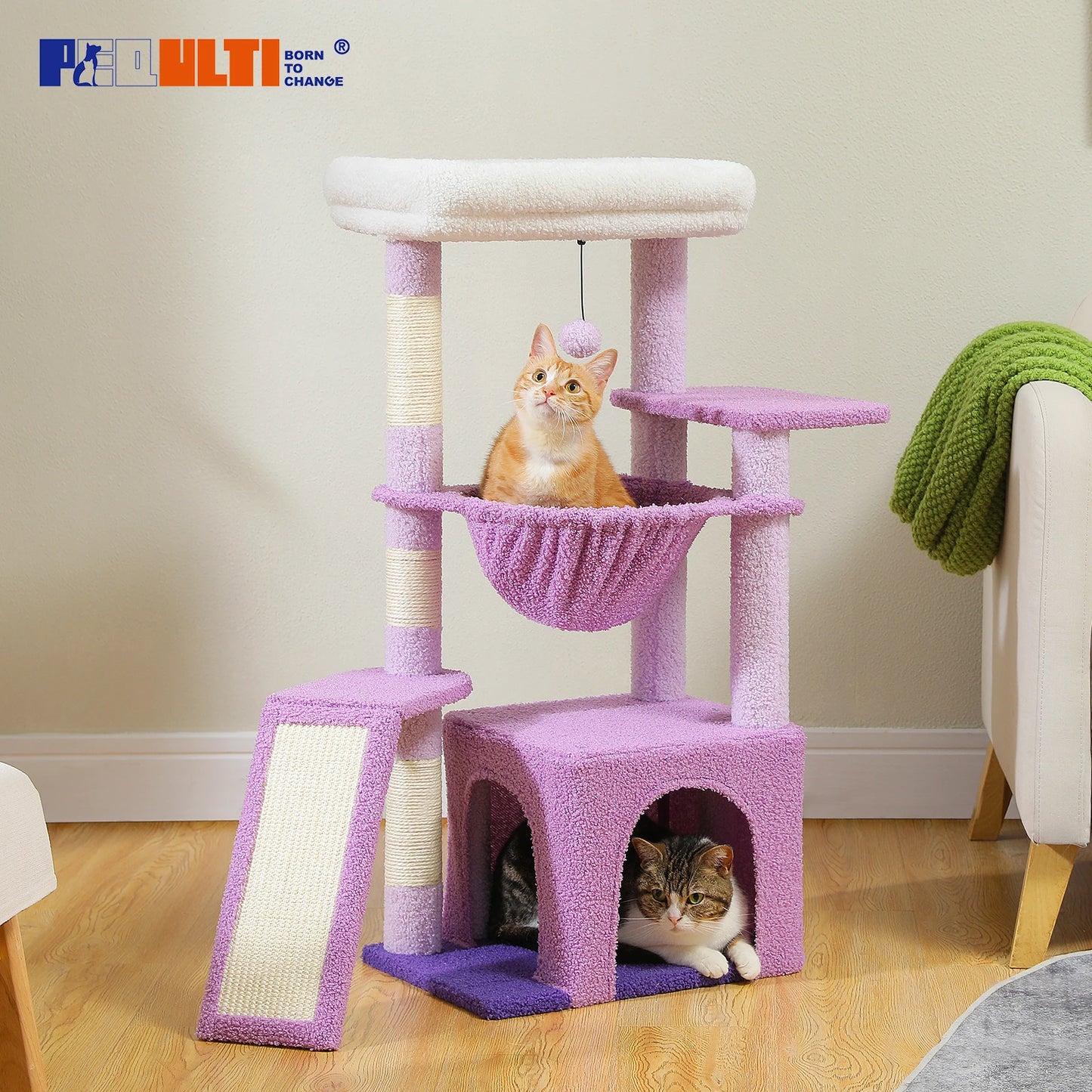 Cat Tree Tower – Cozy Condo, Wide Perch & Sisal Scratching Posts with Plush & Toy