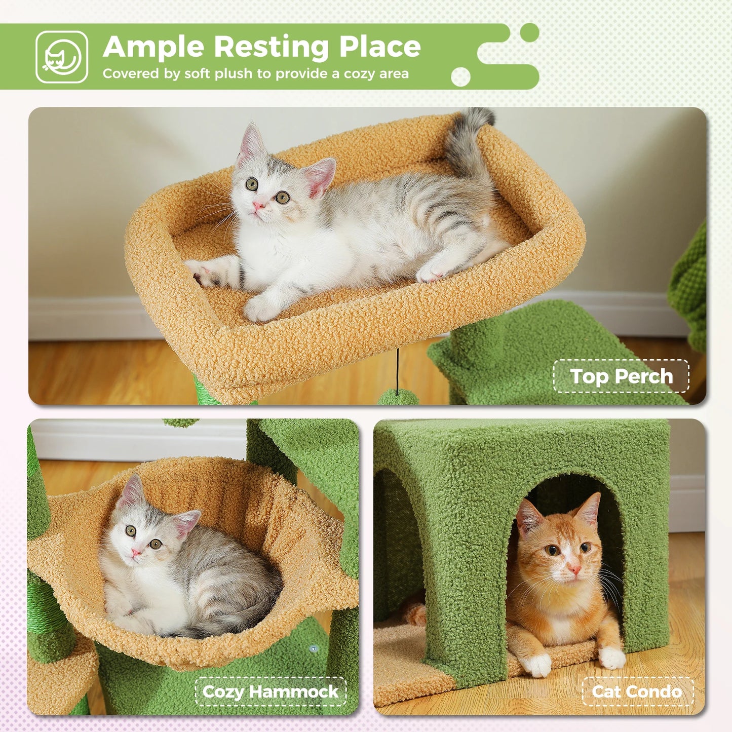 Cat Tree Tower – Cozy Condo, Wide Perch & Sisal Scratching Posts with Plush & Toy