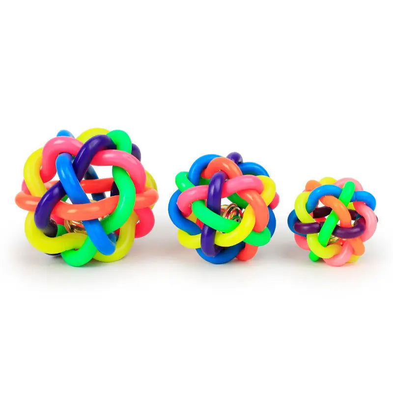 Colorful Bell Dog Ball – Bite-Resistant Rubber Fetch & Chew Toy