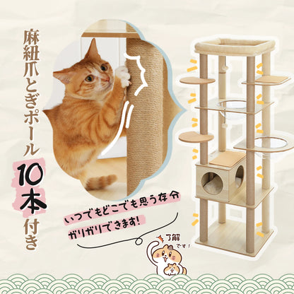 Multi-Level Cat Tree with Condo, Hammock & Scratching Posts