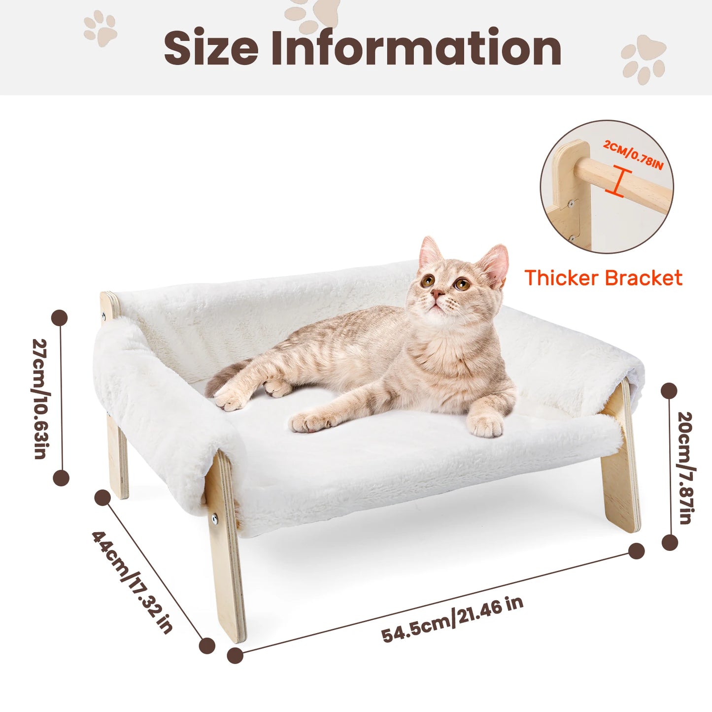 Luxury Raised Cat Sofa Bed with Plush Cushion & Wooden Legs