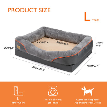 Orthopedic Dog Bed with Bolster – Soft Foam Pet Bed with Washable Cover (L–3XL)