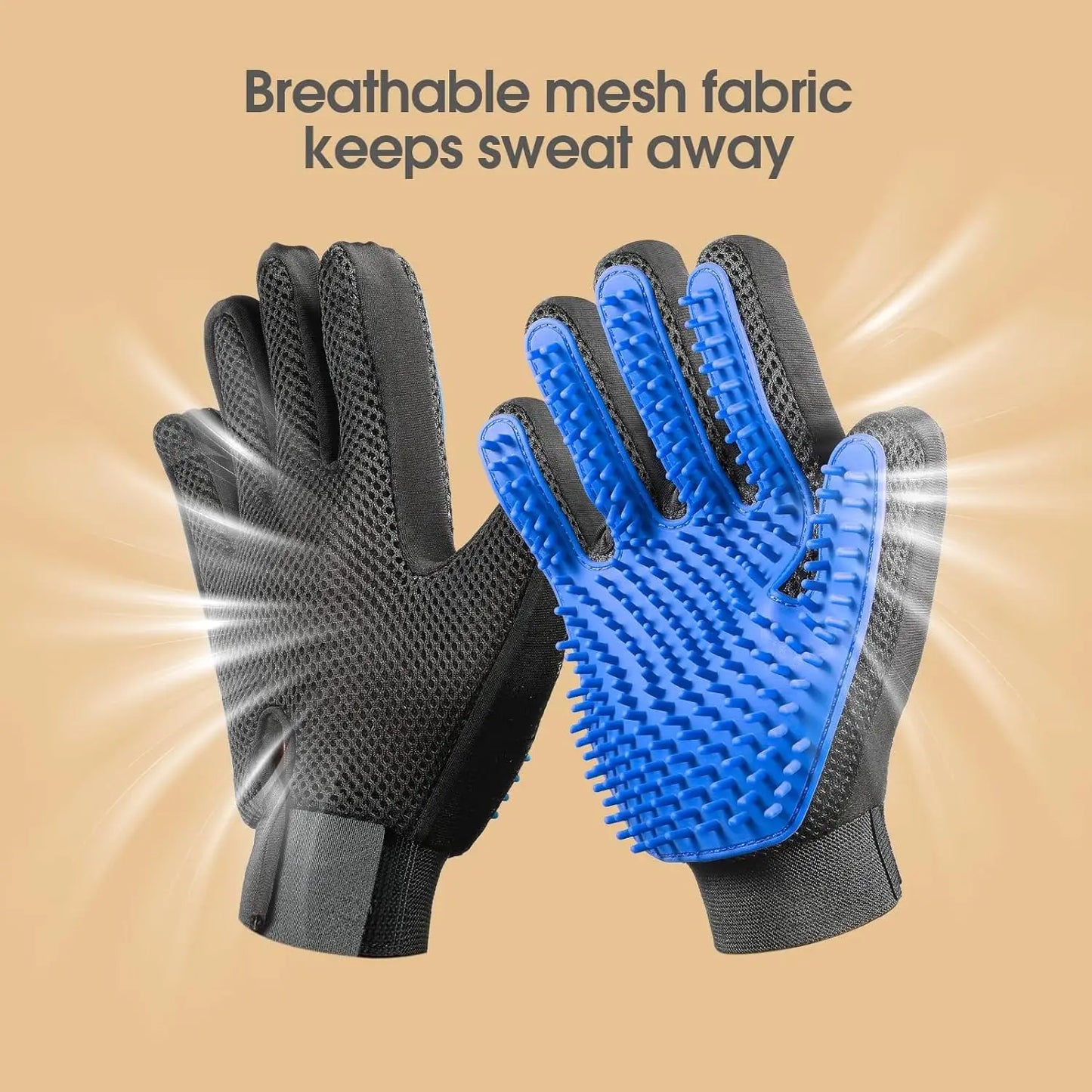 Pet Hair Remover Gloves – Shedding Brush for Dogs, Cats & Horses (1 Pair, Blue)
