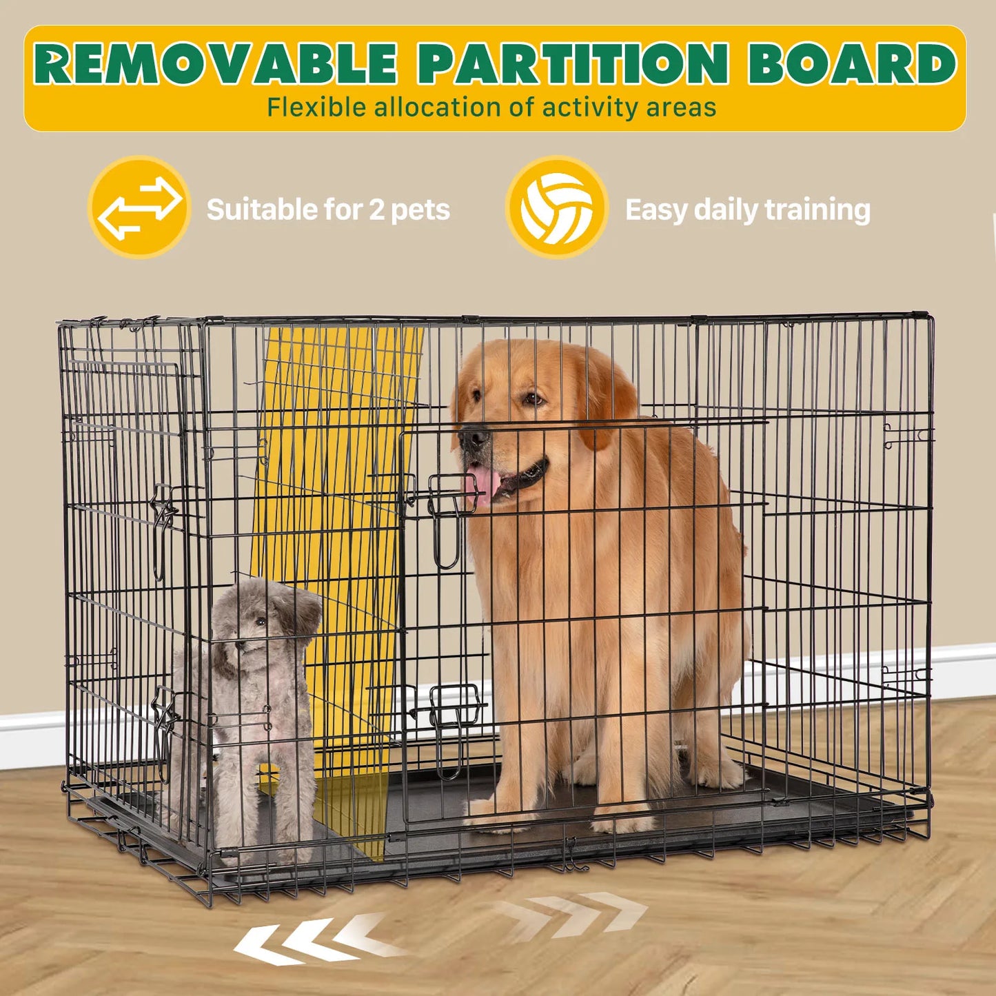 Foldable Dog Kennel with Tray – Indoor & Outdoor Use