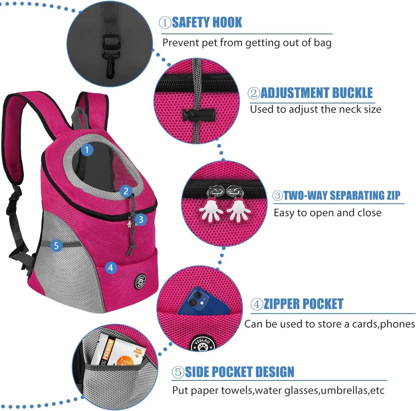 Portable Pet Carrier Backpack – Breathable Front Travel Bag for Dogs & Cats