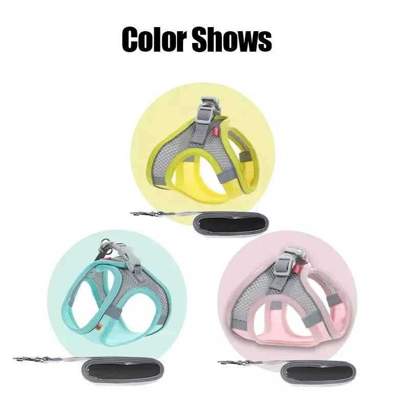 Breathable Pet Harness & Leash Set – Adjustable Safety Vest for Dogs & Cats