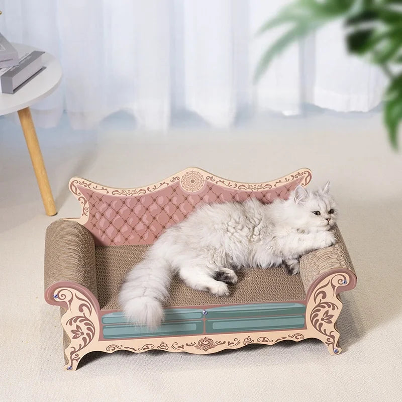 L-Shaped Cat Scratcher Bed with Built-In Lounge Nest