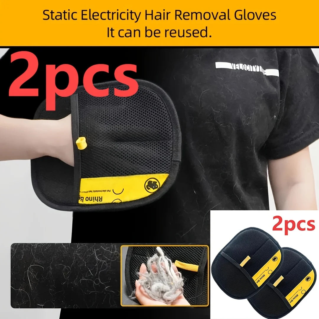 2-Piece Pet Hair Removal Gloves – Double-Sided Anti-Shedding Grooming Gloves for Cats & Dogs