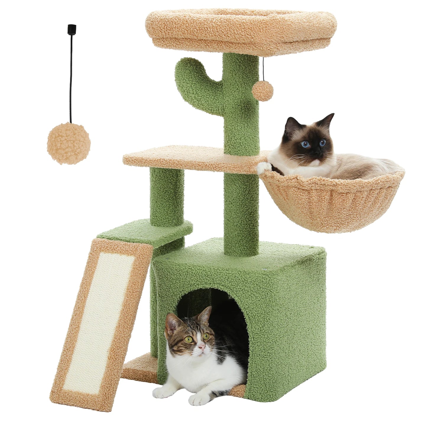 Cat Tree Tower – Cozy Condo, Wide Perch & Sisal Scratching Posts with Plush & Toy