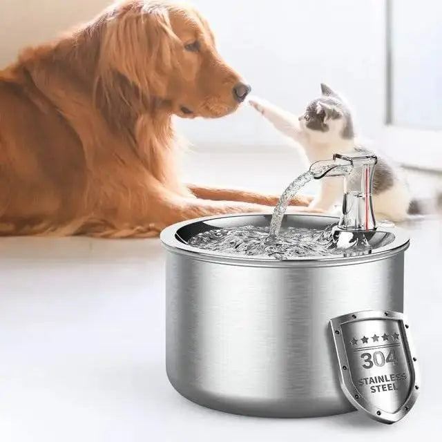 2L Stainless Steel Automatic Cat Water Fountain with Floaters