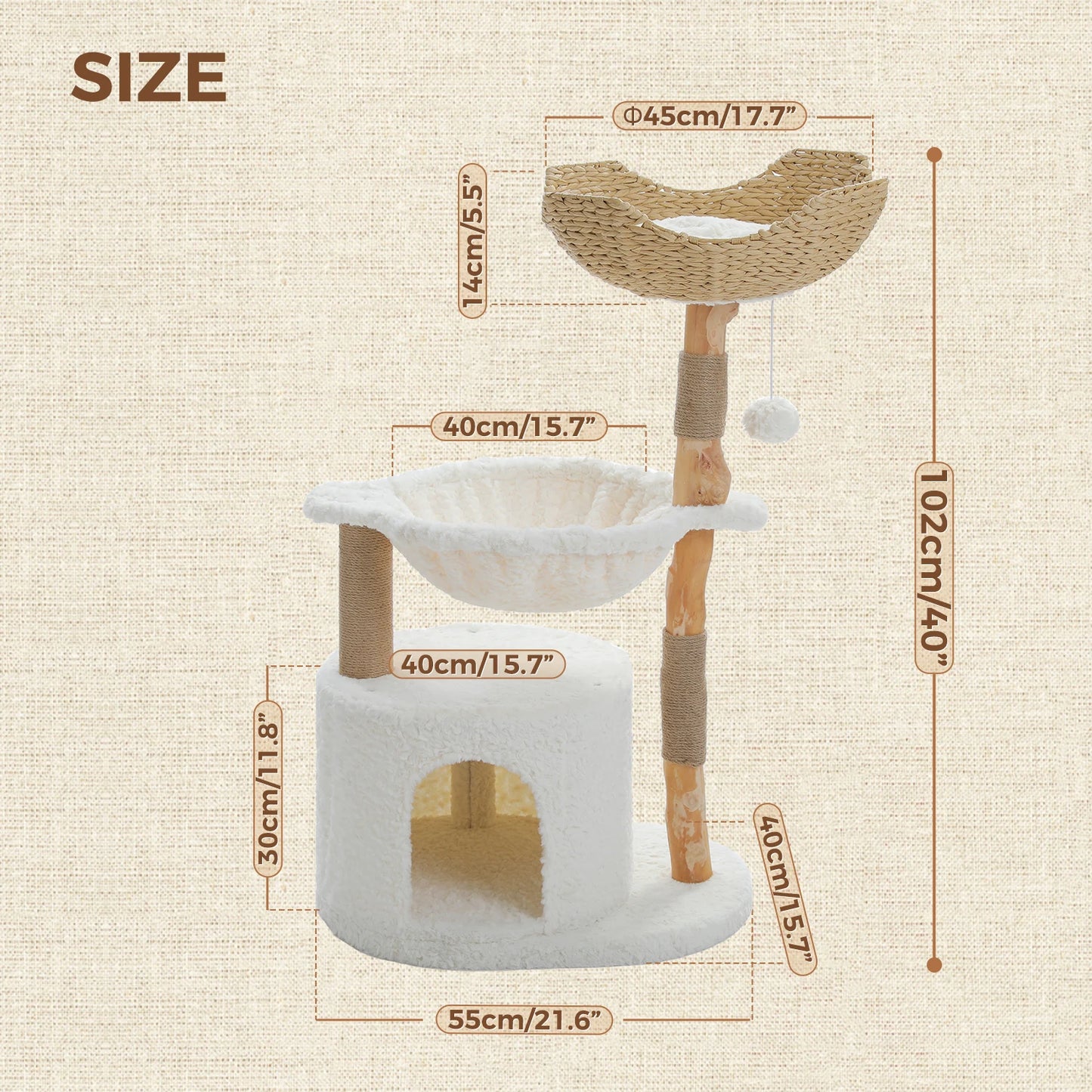Modern Solid Wood Cat Tree – Spacious Tower with Condo, Perches & Interactive Toys