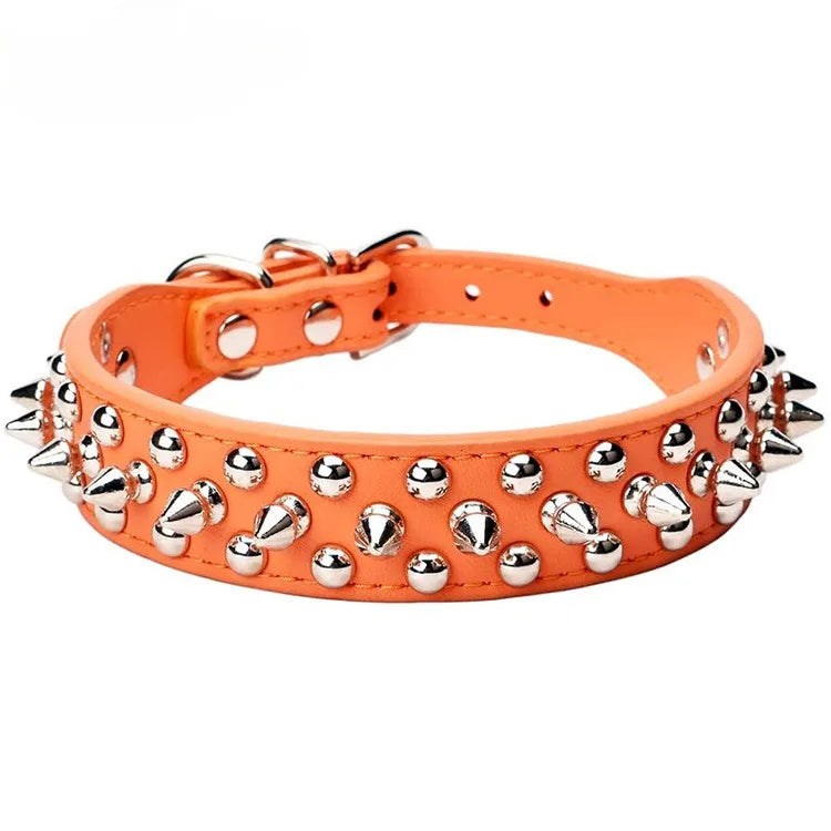 PU Leather Dog Collar Adjustable Spiked Rivet Punk Pet Collar Small Dog Cat
