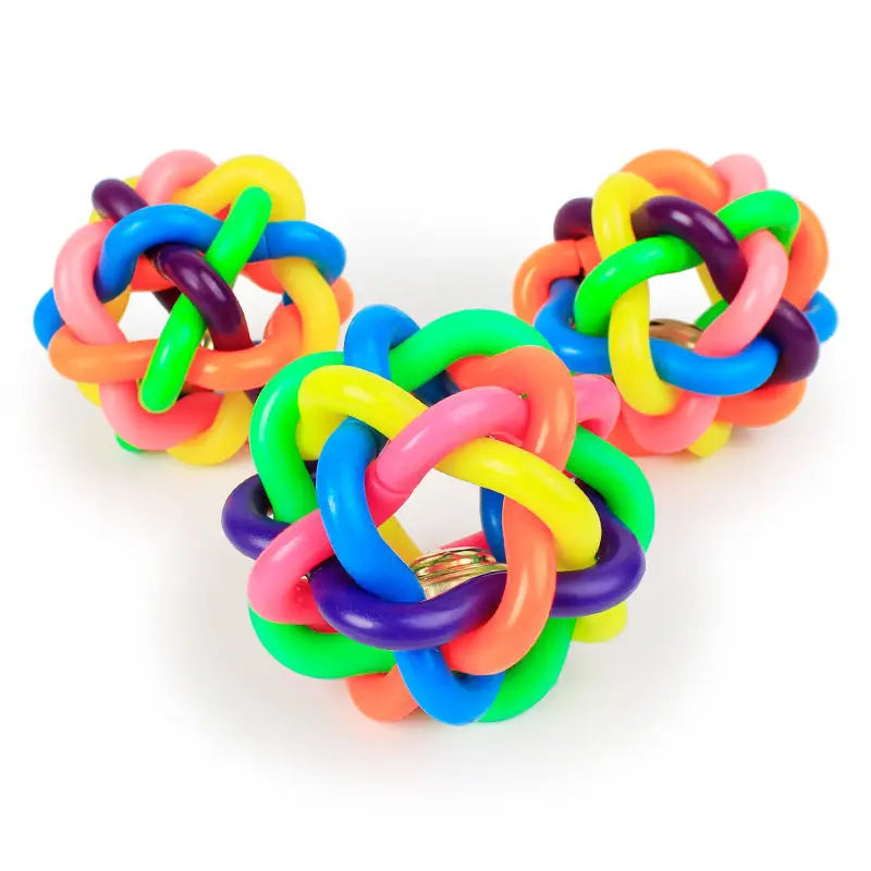 Colorful Bell Dog Ball – Bite-Resistant Rubber Fetch & Chew Toy