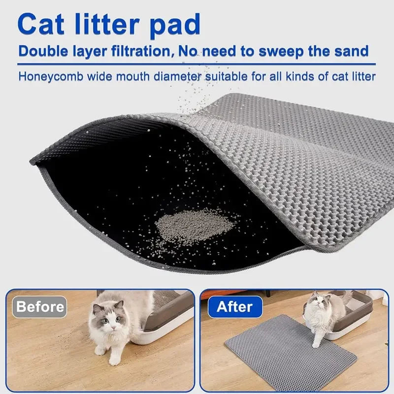 Non-Slip Double Layer Cat Litter Mat – Waterproof & Large