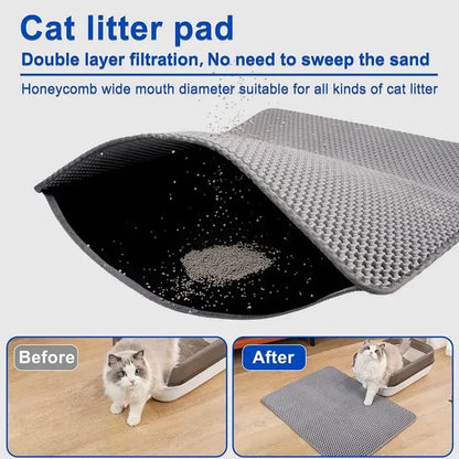 Non-Slip Double Layer Cat Litter Mat – Waterproof & Large