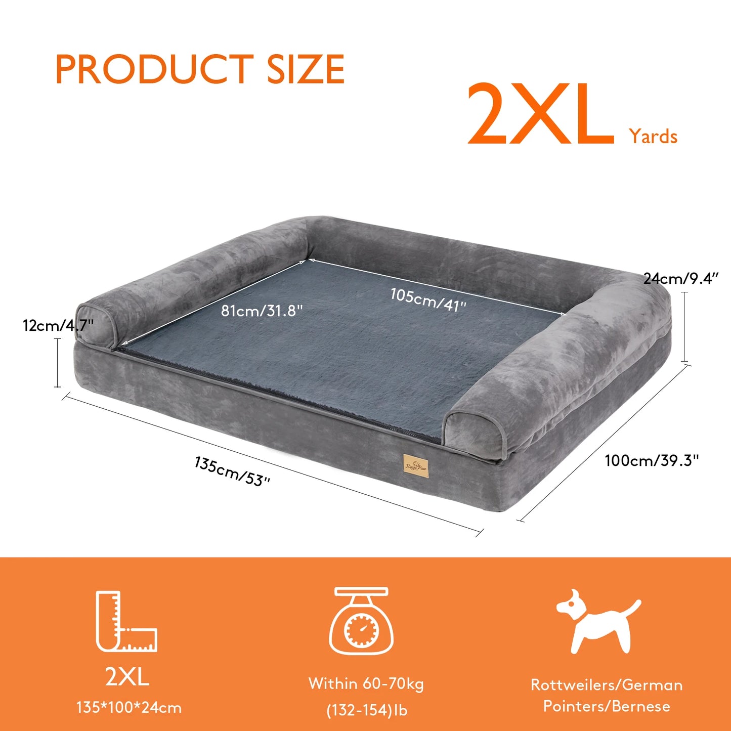 Orthopedic Memory Foam Dog Bed – Extra Large Washable Pet Sofa