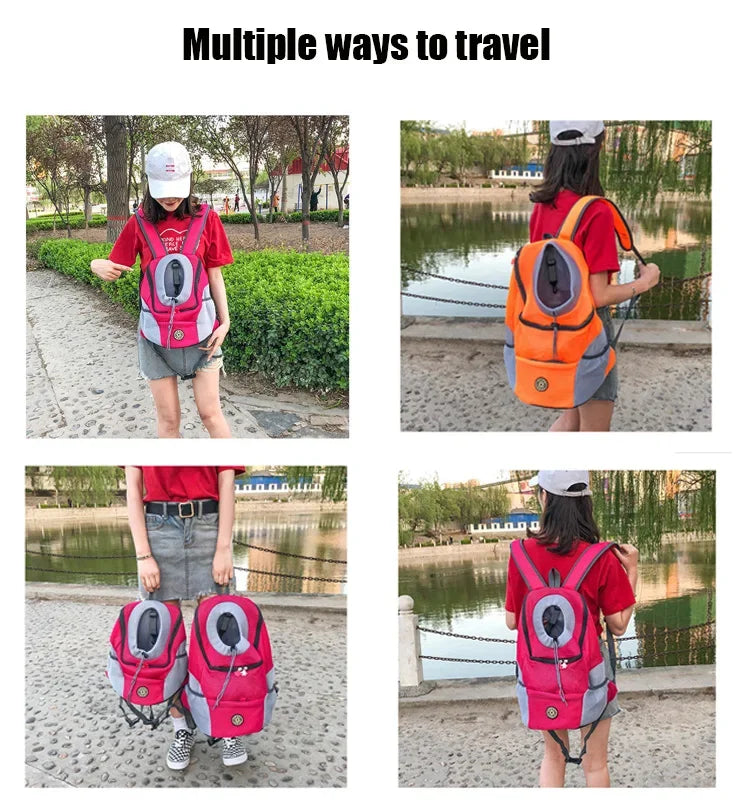Portable Pet Carrier Backpack – Breathable Front Travel Bag for Dogs & Cats