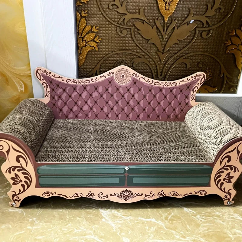 L-Shaped Cat Scratcher Bed with Built-In Lounge Nest