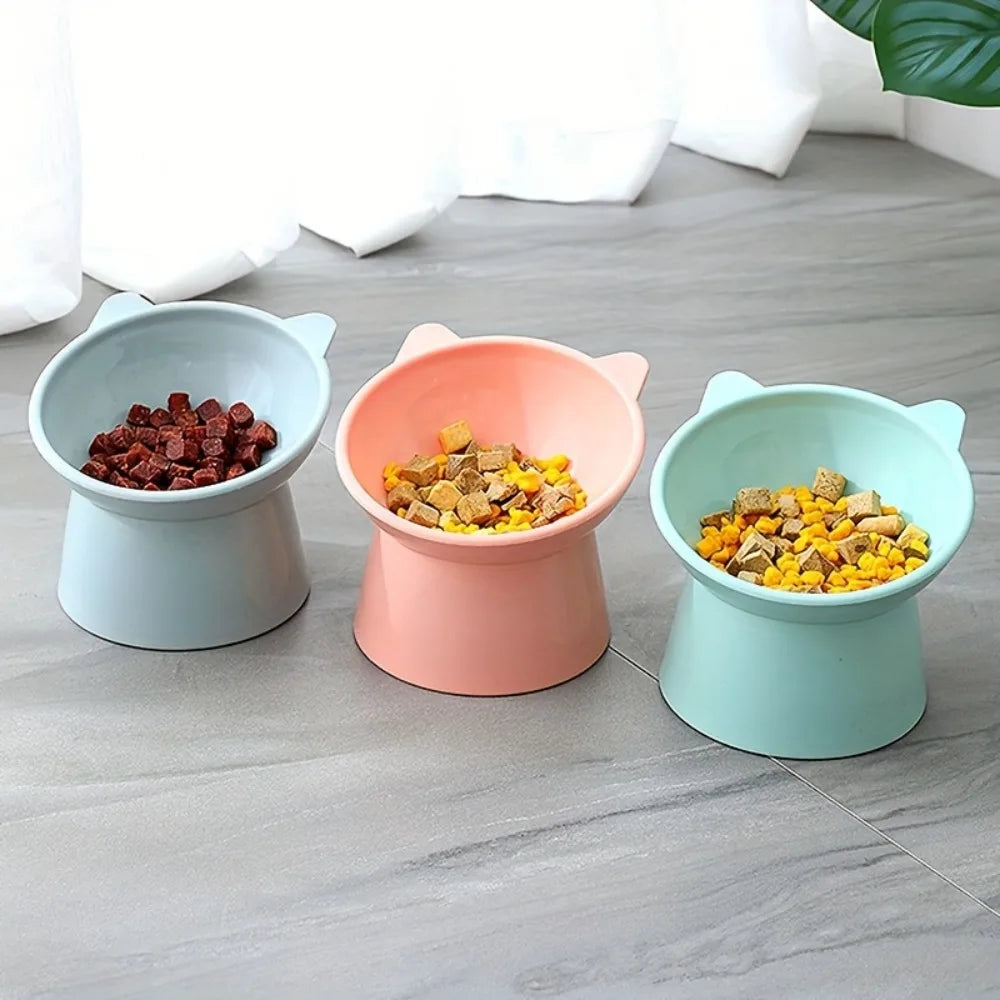 Elevated Cat Bowl Set – Raised Anti-Slip Feeder with Cat-Ear Design for Indoor Cats