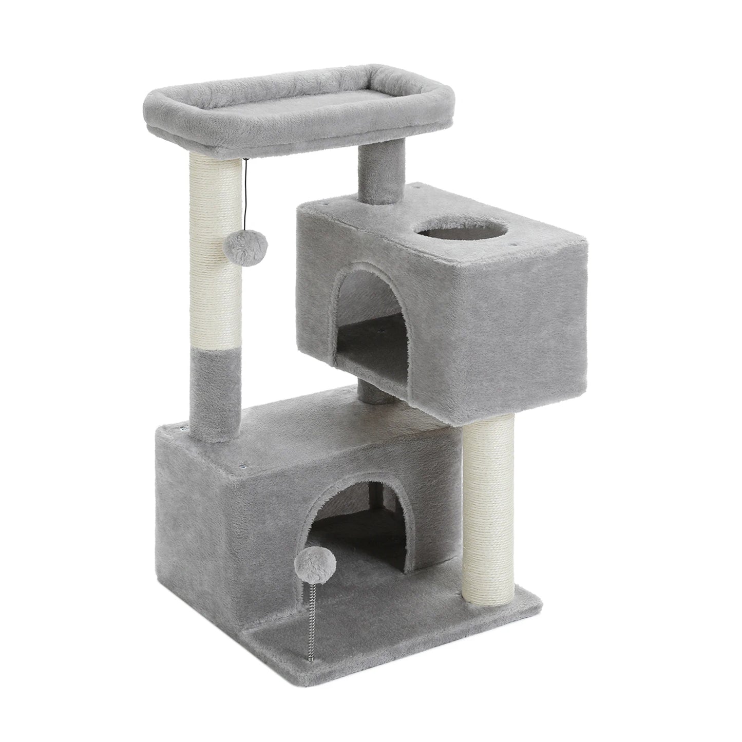 Cat Tree Tower – Cozy Condo, Wide Perch & Sisal Scratching Posts with Plush & Toy