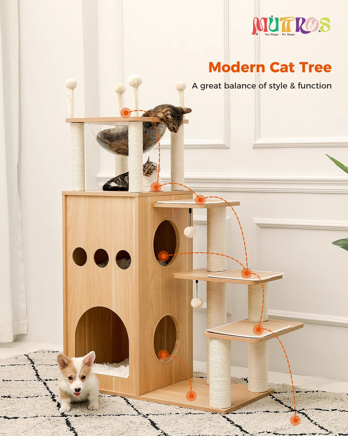 Multi-Level Cat Tree with Condo, Hammock & Scratching Posts