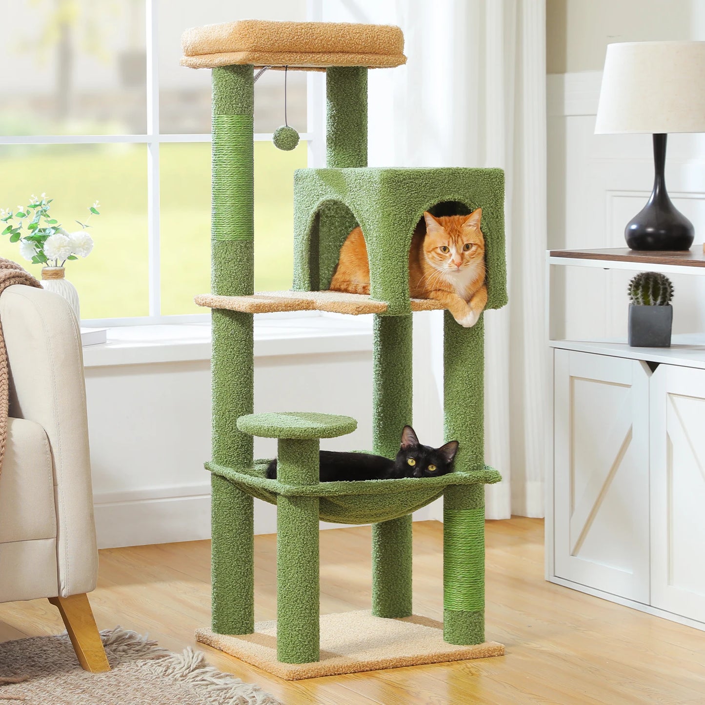 5-Level Cat Tree Tower – Plush Condo, Hammock & Sisal Scratching Posts