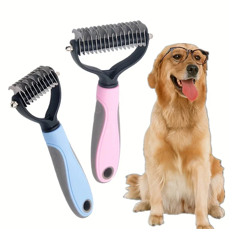 Cat Hair Removal Comb – Double-Sided Stainless Steel Grooming Brush for Cats & Dogs