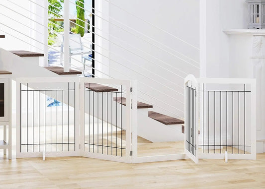 Extra Wide Dog Gate with Door – Freestanding Pet Gate