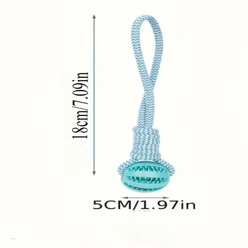 Cotton Rope & Rubber Dog Chew Ball – Treat Dispenser Toy for Boredom & Teething