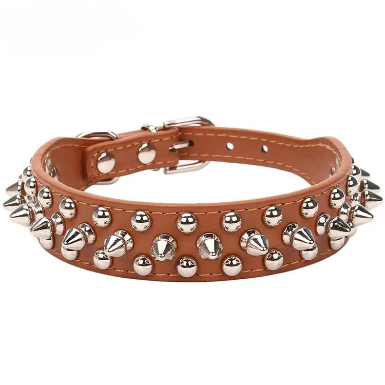 PU Leather Dog Collar Adjustable Spiked Rivet Punk Pet Collar Small Dog Cat