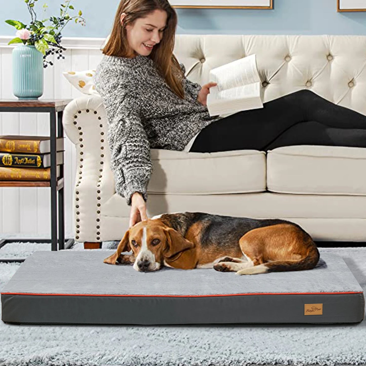 Orthopedic Memory Foam Dog Bed with Waterproof Washable Cover