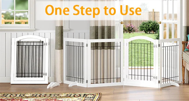 Extra Wide Dog Gate with Door – Freestanding Pet Gate