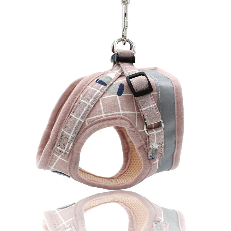 Reflective Pet Harness & Leash Set – Breathable Vest for Small Dogs & Cats