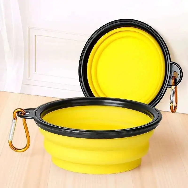 2-in-1 Collapsible Dog Travel Bowl – Double Folding Food & Water Bowl Portable Outdoor Feeder