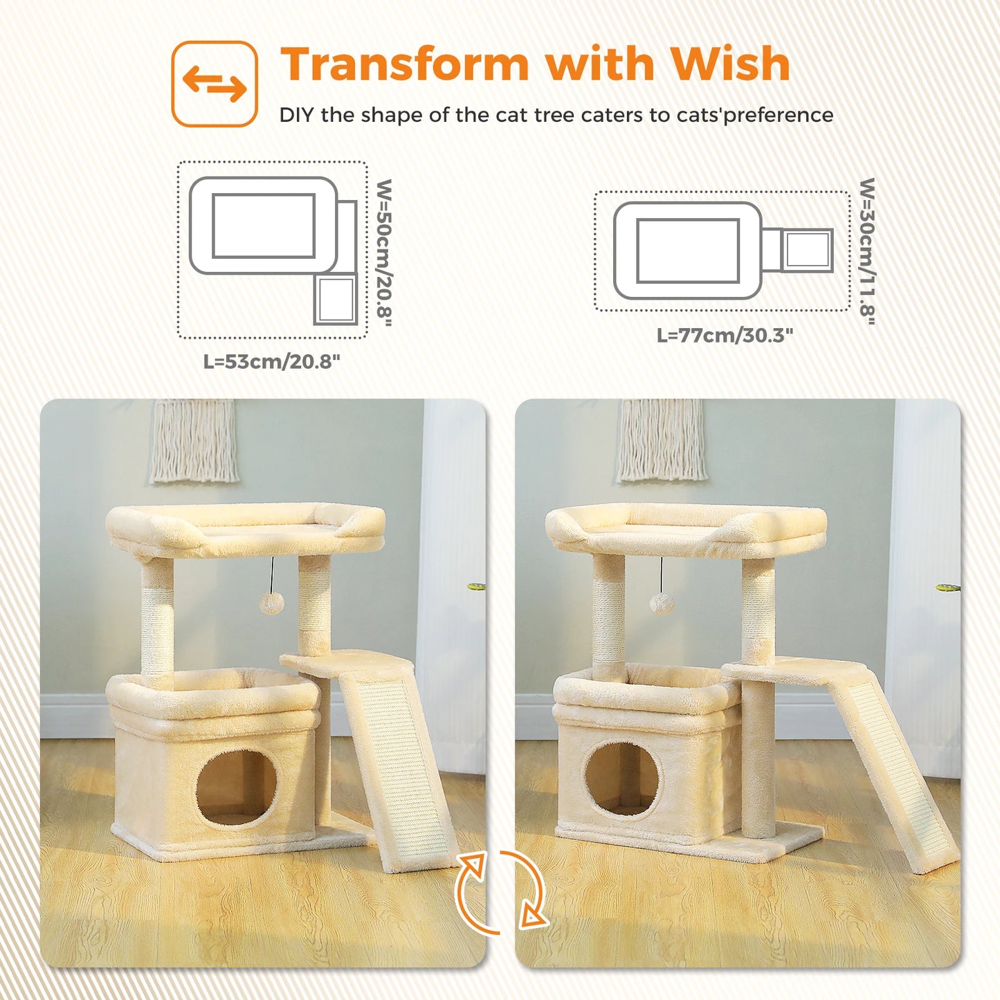 Small Cat Tree with Condo, Perch & Scratching Post