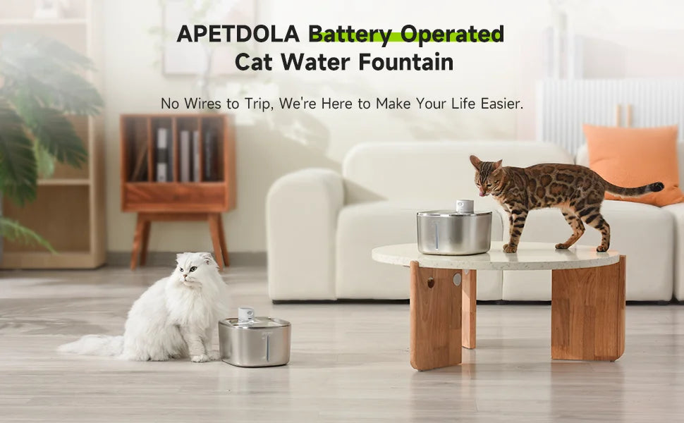 APETDOLA 4L Wireless Pet Water Fountain – Automatic Sensor Drinking Dispenser for Cats & Dogs