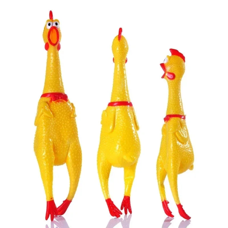 Screaming Chicken Dog Chew Toy – Squeaky Rubber Interactive Toy for Aggressive Chewers