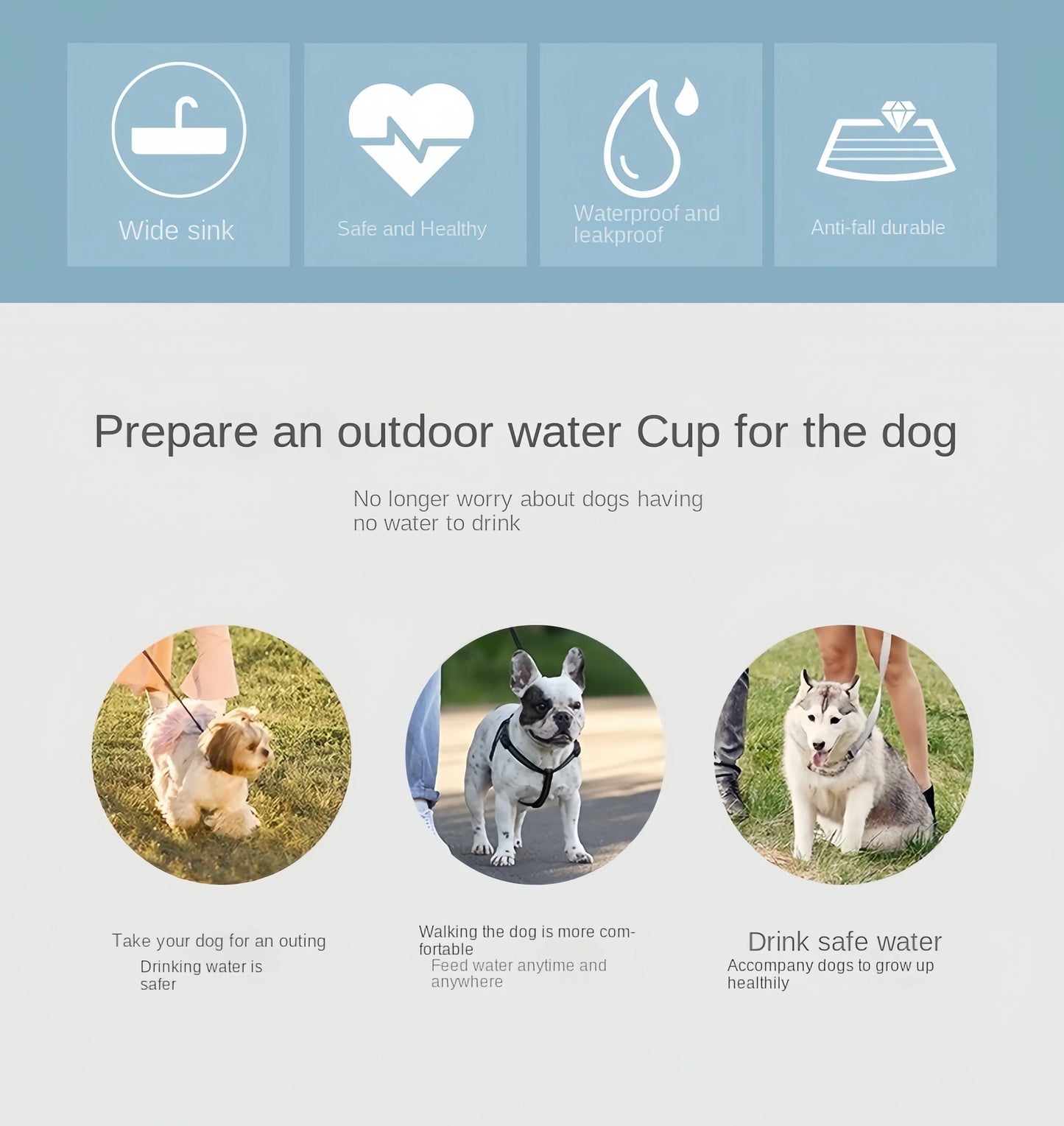 Portable Pet Water Bottle with Food Storage & Travel Bowl