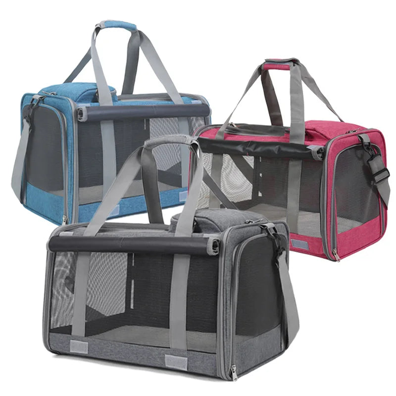 Expandable Pet Travel Carrier Bag with Breathable Transparent Design