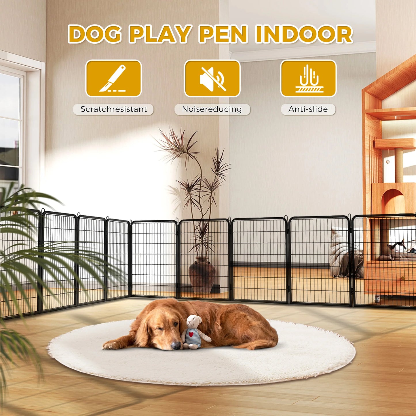 Foldable Metal Dog Playpen with Door – Indoor & Outdoor Puppy Fence