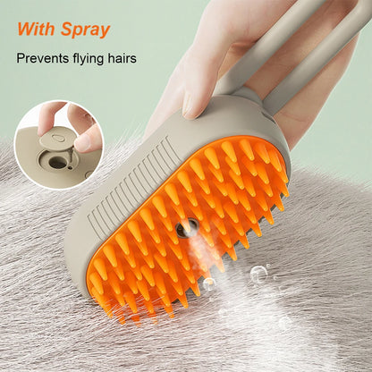 3-in-1 Pet Steam Brush – Electric Grooming & Massage Comb