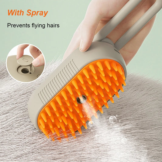 3-in-1 Pet Steam Brush – Electric Grooming & Massage Comb