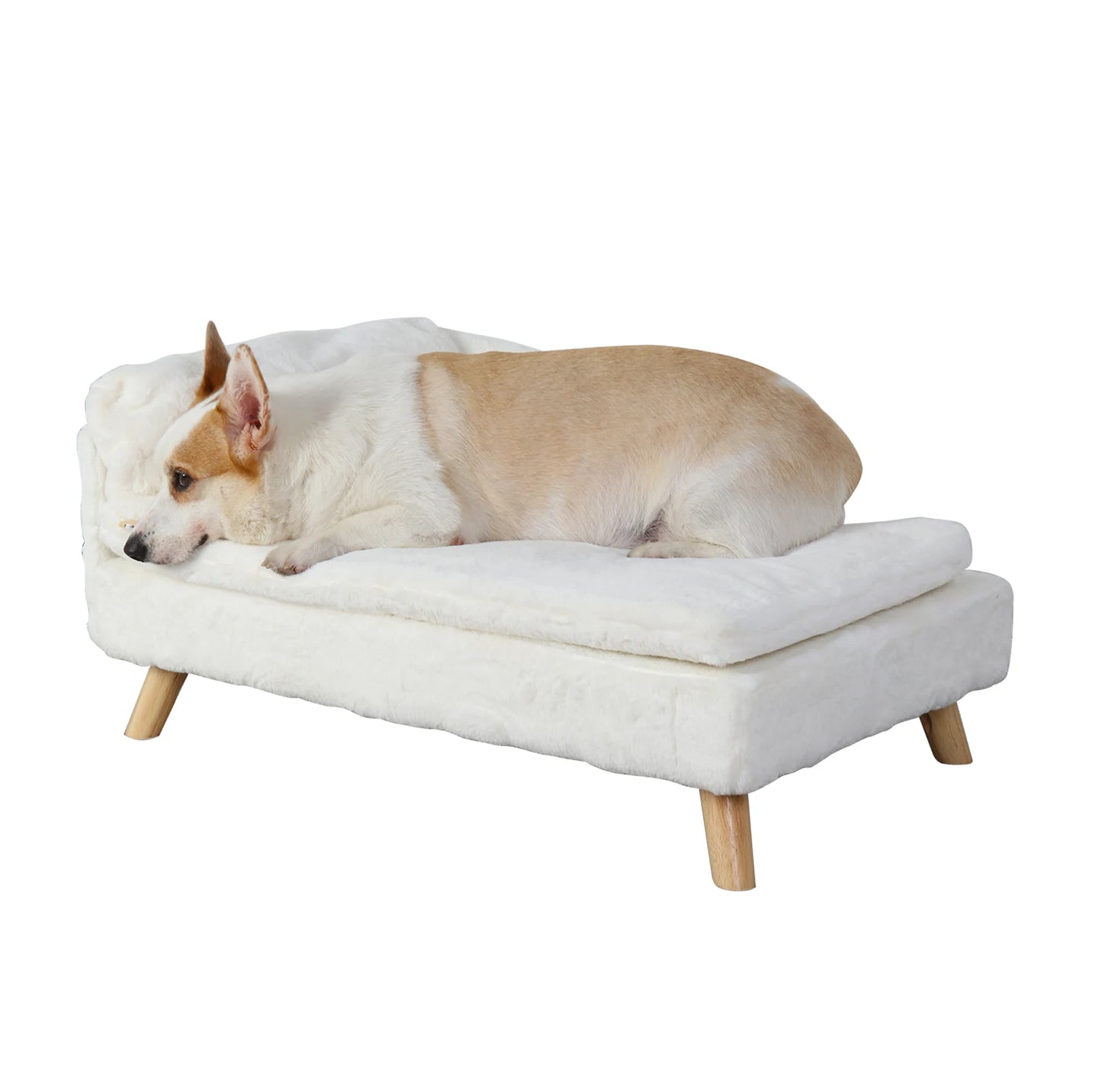 Nordic Elevated Pet Bed – Wooden Leg Sofa for Small Dogs & Cats
