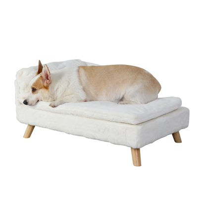 Nordic Elevated Pet Bed – Wooden Leg Sofa for Small Dogs & Cats