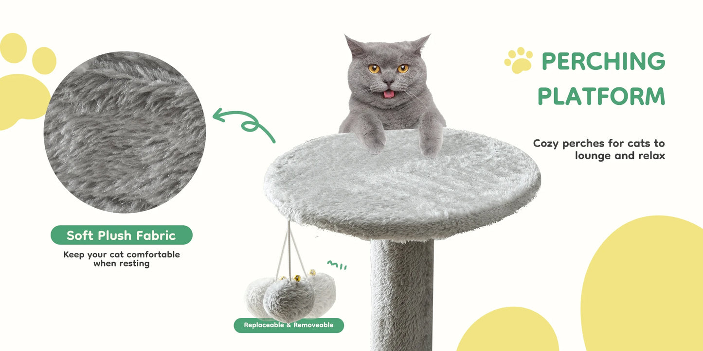 JHK 44in Cat Tree Tower for Multiple Cats with Sisal Scratching Posts