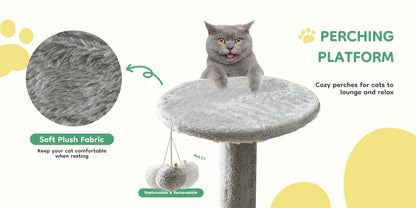JHK 44in Cat Tree Tower for Multiple Cats with Sisal Scratching Posts