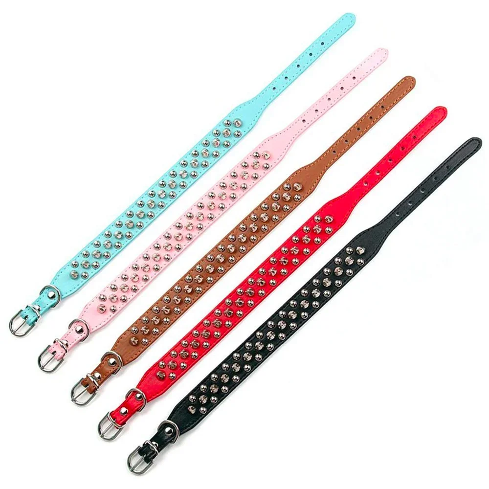 PU Leather Dog Collar Adjustable Spiked Rivet Punk Pet Collar Small Dog Cat